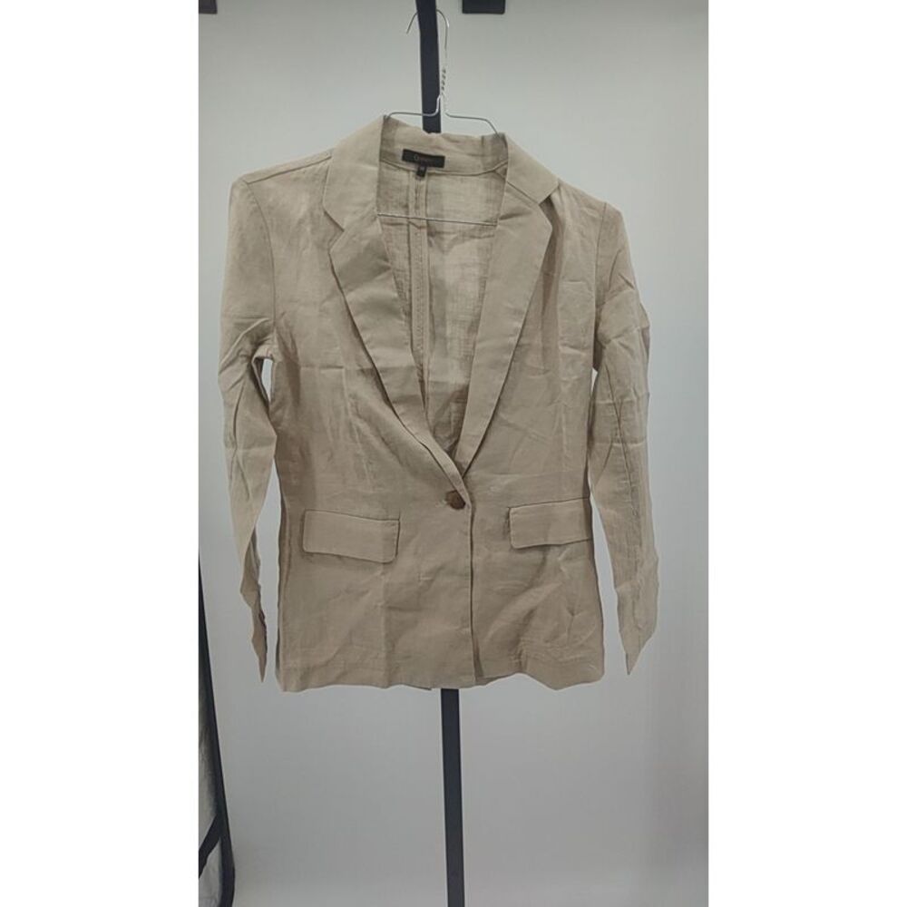 Quince Beige Linen Single-Button Blazer